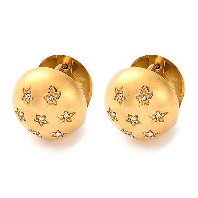 PVD Vacuum Plating 304 Stainless Steel Clear Cubic Zirconia Hoop Earrings for Women