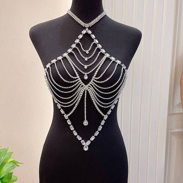 Alloy Full Crystal Rhinestone Tassel Sexy Body Chains for Bikini