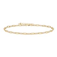 PAVOI 14K Gold Plated Trendy Paperclip Chain Anklet for Women - Flat Chain Link Ankle Bracelets - Paperclip Anklet Statement ...