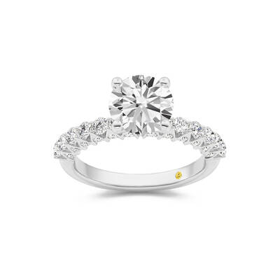 Verda Art Deco Inspired V-Prong Round Lab Grown Diamond Engagement Ring | 18K White Gold 3 1/4 CT. TW.