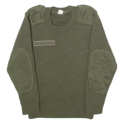 GILLES French Military Mens Heavy Knit Jumper Green 90s Wool XS