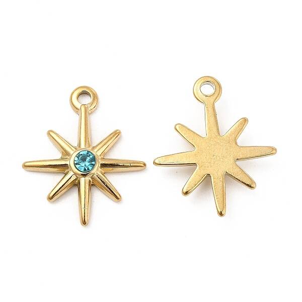 PVD Vacuum Plating 201 Stainless Steel with Rhinestone Pendants