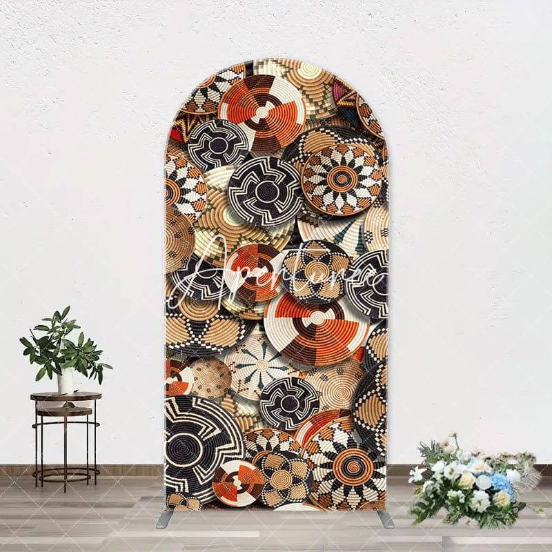 Circle Flowers Ethiopian Basket Pattern Arch Backdrop