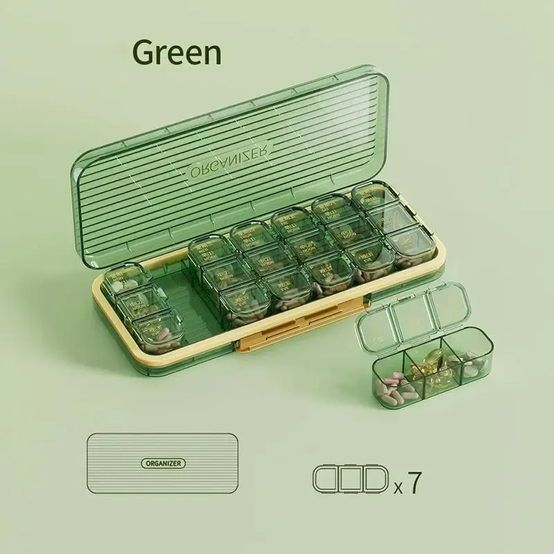 21-grid Pill Storage Organizer for Bedroom, 1 Set Portable 7 Day Weekly Pill Organizer, Large Capacity Storage Box for Daily ...