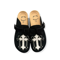 Men's Clogs with Arch Support - Cork Footed Mules Adjustable Metal BuckleEVA Sole for All-Season Comfort Comfortable Mules