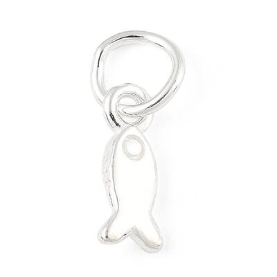 925 Sterling Silver Fish Charms with Jump Rings and 925 Stamp