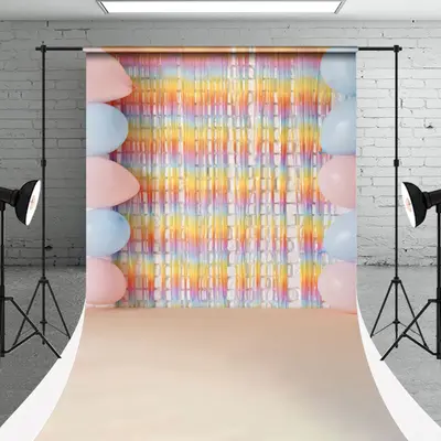 Gradient Lines Balloons Sweep Cake Smash Backdrop - Aperturee