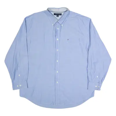 TOMMY HILFIGER Mens Plain Shirt Blue Long Sleeve XL