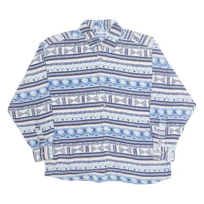 KEEP FUN Boys Shirt Blue 90s Fair Isle Long Sleeve 12-13Y