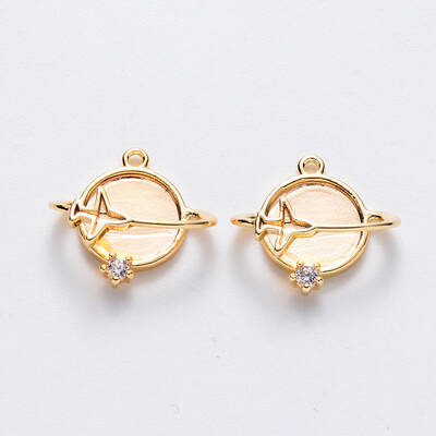 Brass Cubic Zirconia Universe Space Charms
