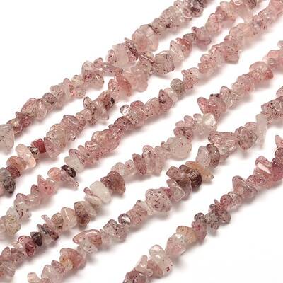 Natural Strawberry Quartz Chip Bead Strands