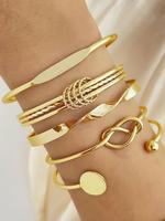 Fashion Hollow Out Geometric Design Cuff Bangle (5pcs), Casual Simple Matching Adjustable Bangle Jewelry for Women, Style for...