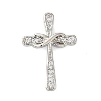 Rack Plating Brass & Clear Cubic Zirconia Pendants