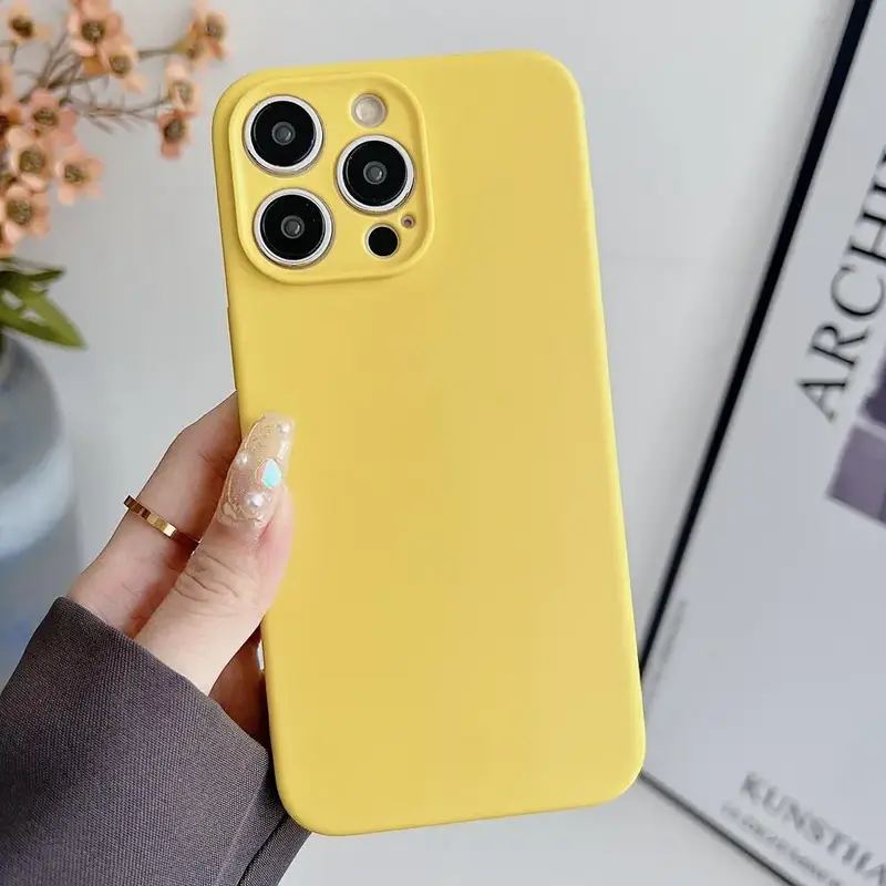 Solid Color Phone Case, Simple Fashionable Anti-fall Phone Protective Cover, 1 Count All-inclusive Shockproof Phone Cases for...