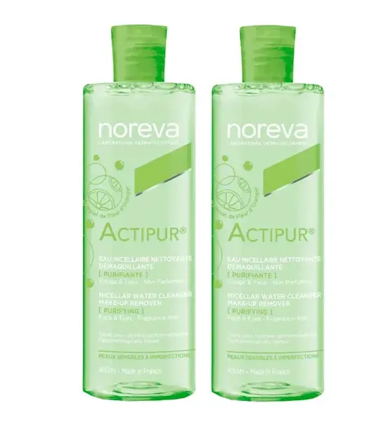 Noreva Actipur Micellar Water Cleansing / Make-up Remover / Purifying - PACK of 2x400 ml Pack × 2