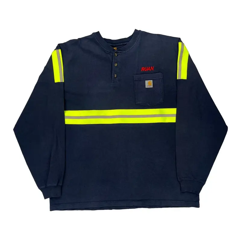 Carhartt Long Sleeve T-Shirt - XL Navy Cotton