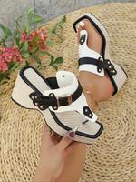 Women's Fashionable White Platform Sandals, Casual Versatile Platform Beach Sandals for Daily Wear, Trendy All-match & Exquis...