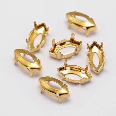 Horse Eye Brass Sew on Prong Settings
