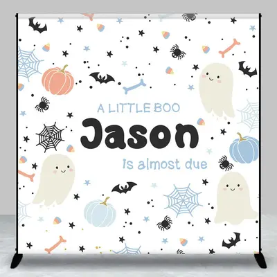 Custom Boo Almost Due Halloween Baby Shower Backdrop