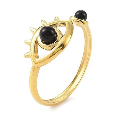 Natural Dyed & Heated Black Agate Finger Rings