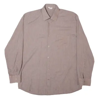 BAOR Mens Shirt Brown Striped Long Sleeve L