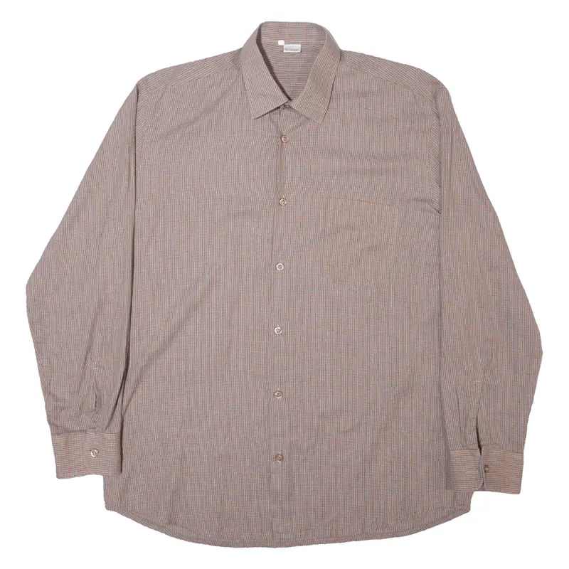BAOR Mens Shirt Brown Striped Long Sleeve L