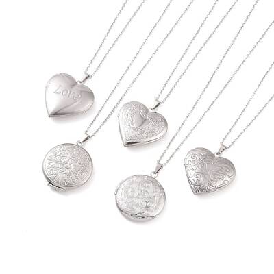 Non-Tarnish 304 Stainless Steel Locket Pendant Necklaces