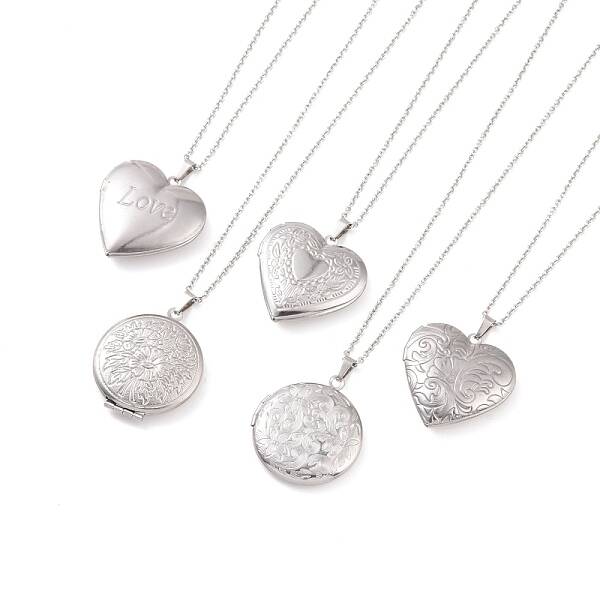 Non-Tarnish 304 Stainless Steel Locket Pendant Necklaces