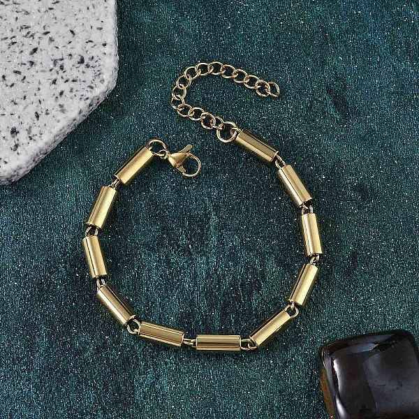 304 Stainless Steel Column Link Chain Bracelets for Women