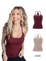 Women's Backless Cami Top, Fitted Casual Sleeveless Crop Spaghetti Strap Top for Daily Wear, Ladies Clothes for All Seasons, ...