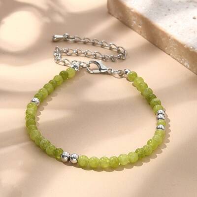 Natural Peridot Bead Bracelet