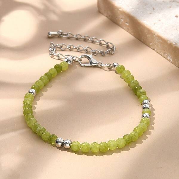 Natural Peridot Bead Bracelet