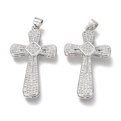 Brass Micro Pave Clear Cubic Zirconia Pendants