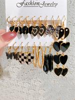 10 Pairs Heart Shape Geometric, Heart & Butterfly Design Earrings Set, Fashion Jewelry Accessories For Women & Girls, Valenti...
