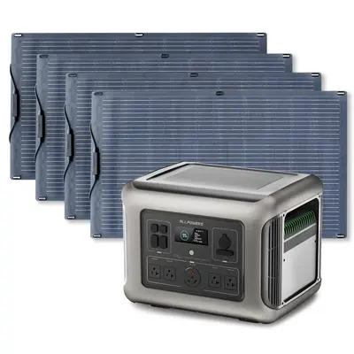 ALLPOWERS 2500W Solar Generator (R2500 + SF100 100W Flexible Solar Panel) R2500 + 4PCS SF100 100W Solar Panel