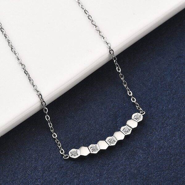304 Stainless Steel Hexagon Pendant Necklaces