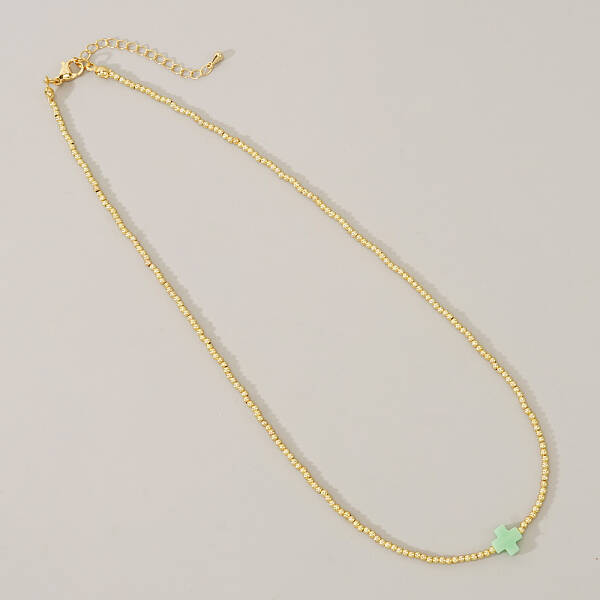 Real 18K Gold Plated 2mm Round Brass Beaded Necklaces