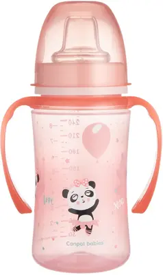 Canpol babies Exotic Animals Drip cup with handles 6+ m pink 240 ml