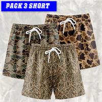 Pack 3 Camo Duck Hunting Shorts With 5 Inch Inseam, Perfect for the Gym, Basketball Camo Mesh Short, Gift for him, Gift For H...