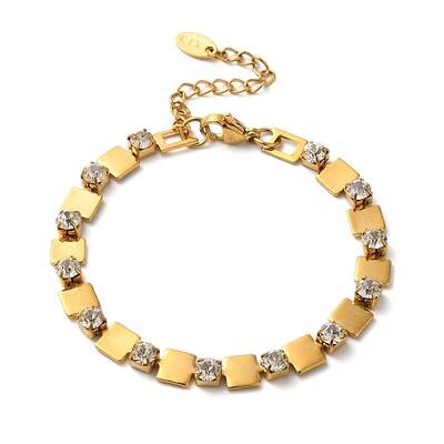 304 Stainless Steel Pave Clear Cubic Zirconia Link Bracelets