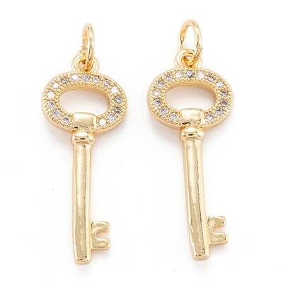 Brass Micro Pave Clear Cubic Zirconia Beads Pendant