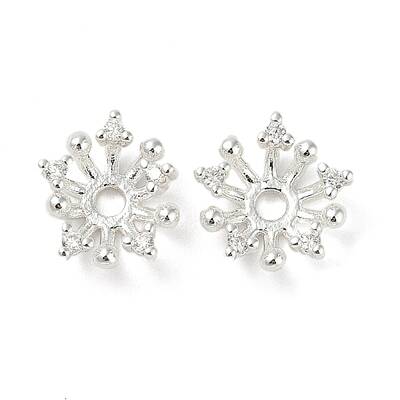 Brass Micro Pave Clear Cubic Zirconia Bead Caps