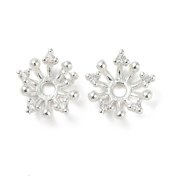 Brass Micro Pave Clear Cubic Zirconia Bead Caps