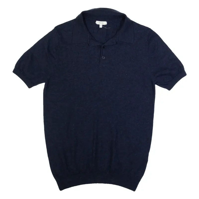REISS Manor Mens Polo Shirt Blue Wool M