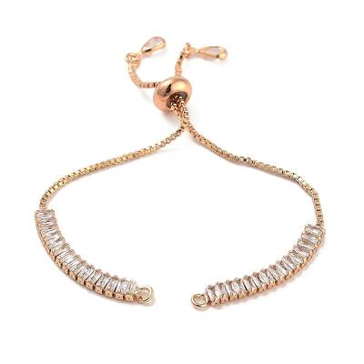 Brass Pave Clear Cubic Zirconia Rectangle Slider Bracelet Making