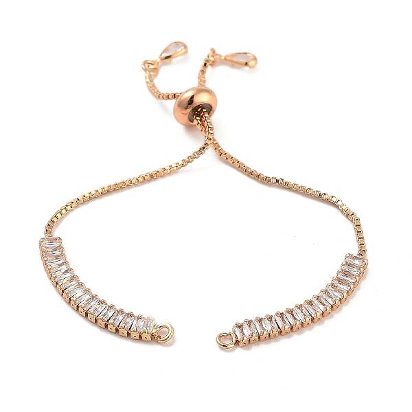 Brass Pave Clear Cubic Zirconia Rectangle Slider Bracelet Making