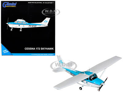 Cessna 172 Skyhawk Aircraft KLM Aeroclub (PH-WVO) Light Blue and White Gemini General Aviation Series 1/72 Diecast Model ...