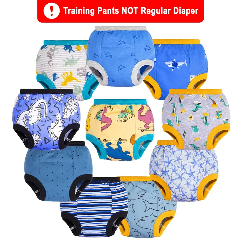 10-Pack Cotton Potty Training Pants for Boys and Girls – Soft and Comfortable Training Underwear