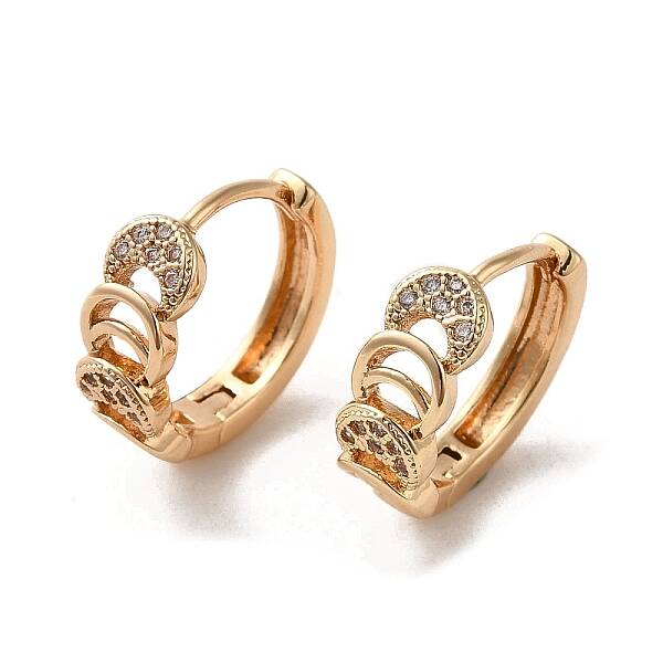 Brass Micro Pave Cubic Zirconia Hoop Earring