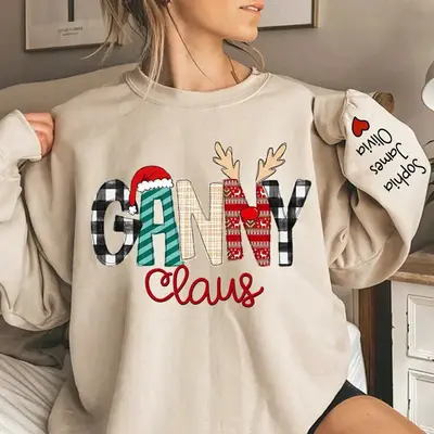 Grandma And Kids Claus Custom Christmas Sweatshirt - Aperturee